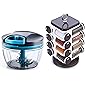 GANESH Wonder Chopper & Ganesh Storewel Spice Rack Set, 1.6 Litres/17cm, Set of 16, Maroon