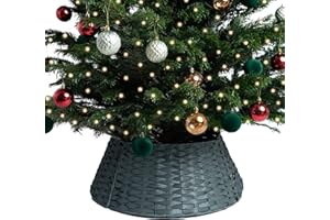 RELSY Grauer Weihnachtsbaumrock aus Weide, Weihnachtsbaumkorb, Weihnachtsbaumrock aus Rattan, Weiden-Weihnachtsbaumrock für jede Baumgröße (groß, kühles Grau)