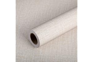 NUANCHU Papier Peint en Texture de Lin Papier Peint Autocollant à Décoller Papier Peint Auto-Adhésif Papier Peint Étanche Collant Papier Peint Amovible à Peler pour Chambre Salon Hôtel