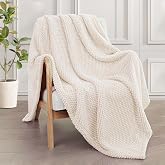 Whale Flotilla Soft Fleece Blanket for Sofa 130 x 170 cm, White | Lightweight Warm Jacquard Flannel Blanket for All Seasons,