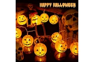 Sunlisky Halloween Deko Kürbis,4M 20 LED 3D orange halloween kürbis Outdoor,Halloween Lichterkette für Außen Innen Party Garten