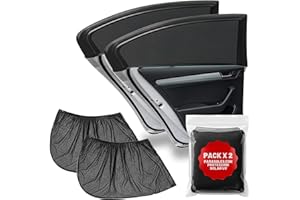 Pack 2 Parasoles Coche Laterales - Protector UV - Funda Ajustable Elastica para Ventanillas Traseras y Laterales - Quitasol Efecto Mosquitera - Parasol para Bebe, Niños y Mascotas - 1