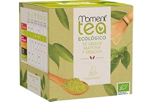 NESTLE PROFESSIONAL Moment Tea- Té Verde Matcha y Sencha Ecológico estuche de 15 pirámides de 2g