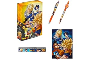 Dragon Ball Z Ensemble de Papeterie, Comprenant Un Cahier, Règle, Crayon, Stylo et Un Coffret Cadeau Ensemble de Papeterie pour Garçons