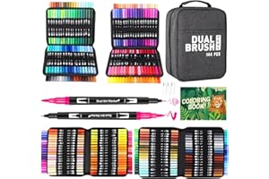 Sonlaryin Rotuladores Lettering, 144 Rotulador Pincel Doble Punta para Adultos, Acuarelables para Mandalas, Graffiti y Caligrafía