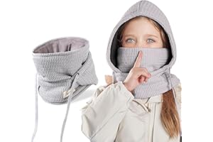 AYPOW Cagoule d'hiver Thermique pour Enfants 4-10Ans, Multifonction Coupe-Vent Masque de Ski, Bonnet Tricoté Doublure Polaire Chaude Casquette Cache-Cou Tour de Cou écharpe Garçons Filles Plein Air
