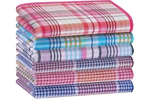 HOULIFE Handkerchief for Women Checkered Ladies Hankies Soft Cotton Women’s Handkerchiefs Plaid Lady Hanky for Wedding Party Prom