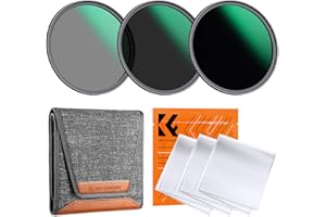 K&F CONCEPT 77mm ND Filterset ND8 + ND64 + ND1000 Filter + Tasche + 3 Tücher mit Fester Neutraldichte 3/6/10 Blendenstufen, Nanobeschichtung, HD, wasserdicht (Nano Dazzle-Serie)
