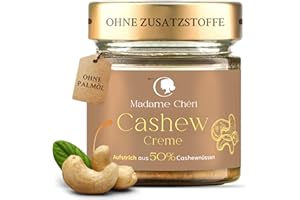 MADAME CHÊRI Madame Chéri Cashewcreme 200 g – Veganer Aufstrich aus gerösteten Cashewnüssen & Kichererbsen – Cremiger Brotaufstrich ideal als Topping, für Desserts & Backen – Nusscreme ohne Palmöl & Zusatzstoffe