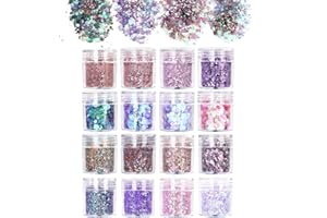 URAQT Paillettes Polvere, 16 Colori Glitter Unghie Glitter Polvere Polver Decorazioni Nail, Set di Glitter Polvere Glitter Cosmetici per Unghie Nail Art, Capelli, Viso, Corpo, Pittura(A)