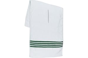 GOLF GUYS The Tour Towel | Large Golf Caddy Towel Terry Cloth, Absorbent 19" x 44", Center Cut, Perfect Hang Golf Cart Accessory and Golf Bag, White with Green Stripes