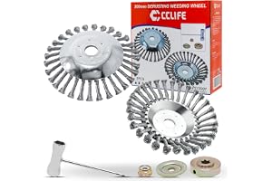 CCLIFE Ogräsborste friklippare uppsättning av 2 vilda gräs rund borste 200 x 25,4 mm