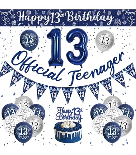 Officiële tiener 13e verjaardag decoraties meisjes jongens, Happy Birthday banner nummer 13 verjaardag folie ballonnen officiële tiener ballonnen voor