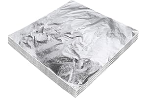 xQzit 100 PCS Silver Leaf Sheets | 14x14cm Silver Foil Sheets for Gilding, Nails, Art & DIY Crafts | Silver Foil Paper Ideal for, Furniture, Home Decoration & Canvas Projects (100 Silver)