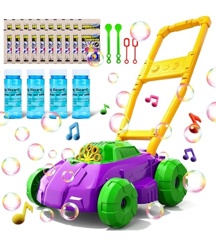 Herefun Tondeuse A Bulles pour Enfant, Tondeuse Pousser à Bulles, Tondeuse Bulles, Machine à Bulles Jeux Exterieur Enfant