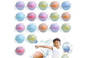 CARASTEK Wiederverwendbare Wasserballons, 18 Stück Wasserbomben Schnell Befüllbar Silikon Wasserballons Splash Bälle für Kinder Erwachsene Outdoor-Aktivitäten Wasserspiele