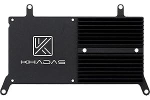 Khadas New VIM Heatsink, 6063 Aluminum, Black, M2x4 Mount, For VIM4/VIM3/VIM2 (v1.4+)/VIM1/Edge-V, Includes Blue & Pink Thermal Pads and Screws