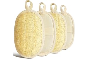 AOOWU Naturlig loofa svamp kroppsskrubba renare, 4 st organiska loofa för män och kvinnor, komposterbart naturligt miljöskydd