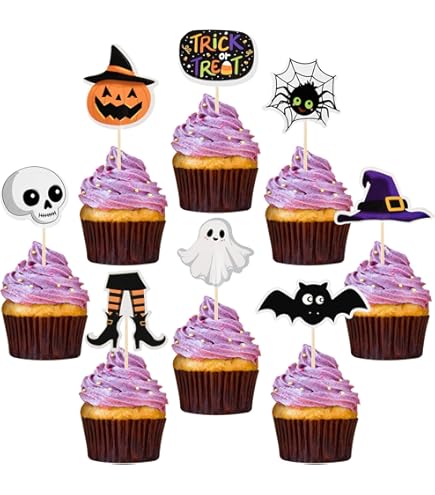 25 Pièces Halloween Toppers Gâteau, Halloween Cupcake Topper