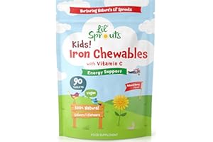 Iron Tablets for Kids with Vitamin C | 90 Chewable Tablets (3 Months Supply) | Natural Berry Flavour | Vegan Iron Supplement for Kids | by Lil' Sprouts