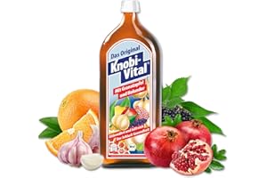 KnobiVital mit Granatapfel & Holunder Bio (960 ml) I Hochkonzentrierter Knoblauchsaft mit Thiamin für Energie, Nerven & Herz I Natürlich & ohne Zusätze