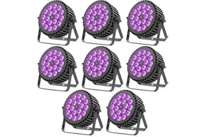 PROPULSION LIFE 8PCS RGBWA UV Focos Par LED 200W, 18 LED Luces Escenario con D MX 7/10CH y Modo Estroboscópico, Luz DJ Profesionales para Discoteca Bar Fiesta Bodas Espectáculos Navidad Halloween