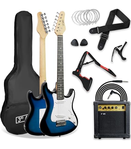 Guitare Electrique EKO S-100 3/4 Métallic Bleu - Taille Réduite - Pour Débutants
