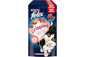 FELIX Crispies Snack per Gatti Adulti con Salmone e Trota 8 Confezioni da 45g
