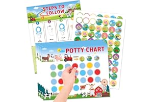 Potty Training Reward Chart, KAMHBE 10 Sheet Potty Training Chart for Toddlers Boys Girls - Farm Potty Chart with Stickers Toilet Training Reward Chart Develop Toileting Habit (Farm)