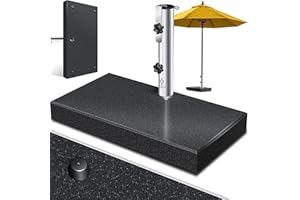 KESSER® Pied de parasol en granit avec tube en acier inoxydable - Support rectangulaire de qualité supérieure - 25 kg - Pour bâtons de parasol jusqu'à 16-48 mm - Avec poignée de transport - Anthracite