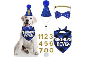 STMK Dog Party Supplies - Multi Size Dog Birthday Hat & Bandana Bow Tie - Blue (Small)