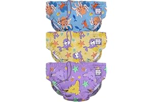Bambino Mio, Lot de 3 Couche de bain Lavable Révolutionnaire, (Amis de la plage) pour bébés et tout-petits, unisexe, pour garçons et filles, (1-2 ans)