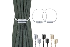 Milaloko 2 szt. Silna magnetyczna zasłona Tiebacks z grubszą ozdobną liną skrętną krawat z tyłu uchwyty do zasłon okiennych, szary