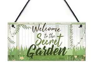 RED OCEAN Welcome To The Secret Garden Hanging Plaque Garden Shed SummerHouse Sign Gifts For Her