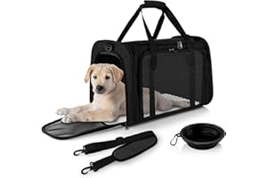 Petropolis Ark Soft- Sided Pet Carrier, Cat Carrier Bag, Airline Approved, Top Opening, Collapsible Drinking Bowl included,Breathable Mesh side, Removable Comfort Padded Mat