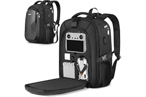 PEKREWS Mini 4 Pro Case, Mini 3/4 Pro Waterproof Hard Carrying Case, Drone Backpack Fits 15.6 Inch Laptop, Travel Bag for DJI RC 2/RC/N3/N2/N1 Controller, Fly More Combo and Drone Accessories, Black