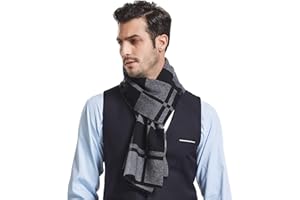 RIONA 100% Laine Echarpe Hiver Hommes, Classic Luxueux Cachemire Sentir Echarpe d'hiver, Echarpe Chaude pour les Hommes 180 * 30cm