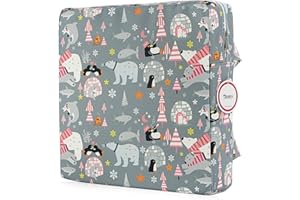 Zicac Portable Réhausseur Coussin de Siège Chaise Haute avec Boucle de Sécurité pour Repas Voyage de Bébé Bambin Enfant Tout-Petit Motif de Cartoon Animaux Coloré (Animal Gris)
