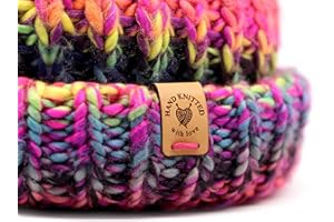 3DP Etichette Pelle Handmade - mod. O5 - hand knitted with love - Targhette handmade per cappelli e borse da cucire fatto a mano (15 pezzi - Prime Testo Standard)