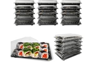 WeeGoo 20Pack Reusable Sandwich Trays with Lids for Buffet, Plastic Buffet Trays with Lid with Clear Lids, Catering Trays for Party Food, Cake, Sushi (260 mm x 190 mm x 50 mm)