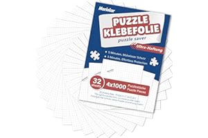 Nariolar Ultra-przyczepna folia samoprzylepna, 32 super klej do puzzli, do otrzymania 4 x 1000 elementów i do ochrony puzzli w ciągu zaledwie kilku minut