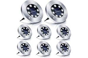 Boadw 8 Pezzi LED Solar Floor Lights Luce Solare del Giardino IP65 Luce Solare del Giardino Impermeabile Bianco Freddo [Classe Energetica A++]