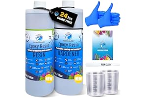 Resin Glory 1L (32 oz) - 1:1 Ratio Epoxy Resin Kit - Crystal Clear, Food Safe, UV Stable for Crafts, Jewellery, Wood, Coasters, Mould Casting - Low Viscosity, Self-Levelling for Beginners & Pros