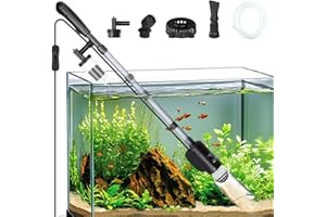 AQQA Pulitore automatico per ghiaia per acquario, 6 in 1, kit di pulizia automatico per acquario, 20 W, aspiratore per ghiaia, per lavare sabbia, acqua, doccia e circolazione dell'acqua
