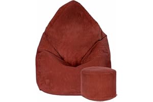 DreamRoots Pouf per bambini Pouf Poltrona Sacco in Velluto Morbido con Poggiapiedi e Fodera Rimovibile Taglia S 70x70x105 cm