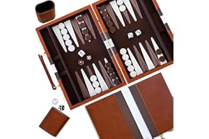 YZNlife Backgammon Set 2 players Classic Backgammon Board Game with Premium Leather Case, Portable and backgammon travel sets for Adults and Kids (18,Inch)