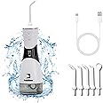 Pokébear Water Flosser For Powerful Dental Floss And Teeth Cleaning | Portable Cordless Oral Irrigator For Braces With LED Display 350ml Water Tank, 5 Pressure Modes, 5 Nozzles, Ipx7, Rechargeable