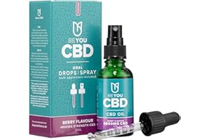 BeYou CBD Oil - 4800mg CBD Drops & Spray - High Strength CBD with MCT Oil - Lab Tested, No THC - Berry Flavour - 30ml - Soothes Stress, Anxiety, Sleep, Aches & Pains