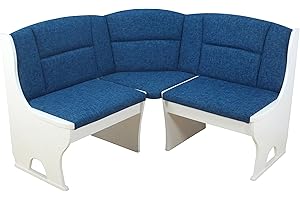 moebel direkt online Eckbank 125x125 cm Madrid weiß/azurblau