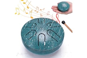 BUSOHA Tambor de lluvia para exteriores, 7,6 cm, 6 notas, timbre de lengua de acero, instrumento de jardín impermeable, mini tambor de mano para exteriores, DA-477